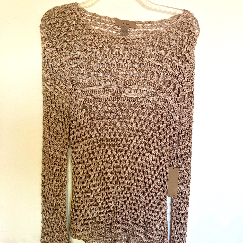 Crochet knit long sleeve top